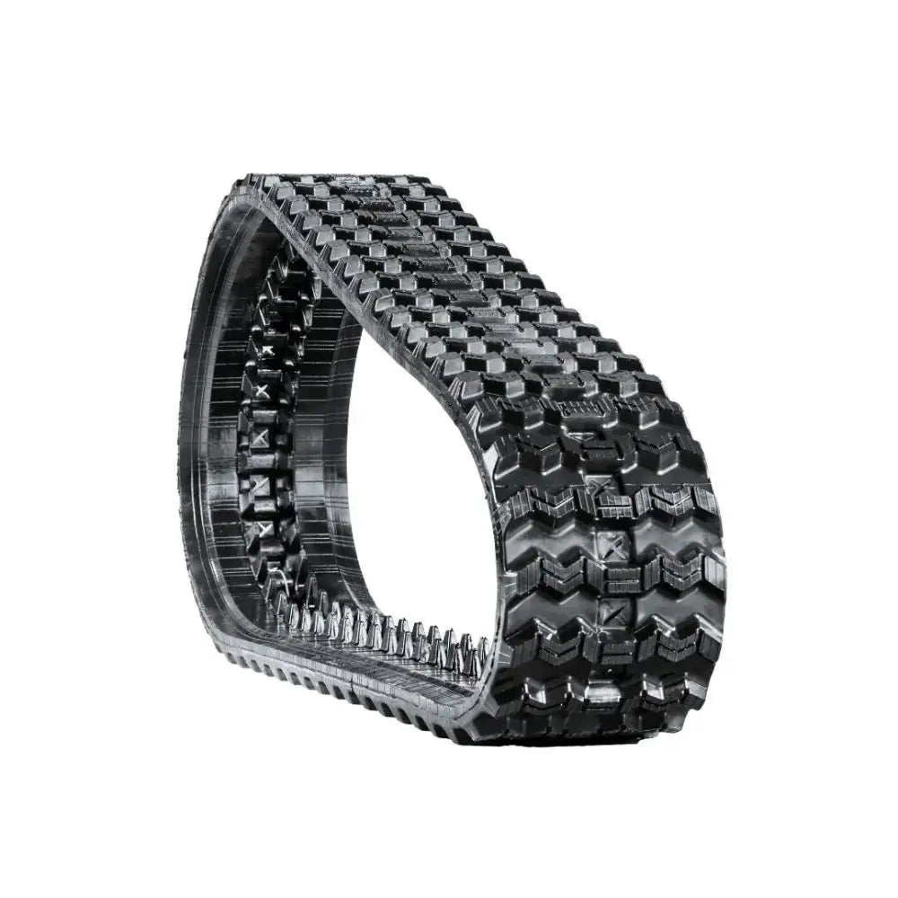 Heavy-duty rubber track for CAT 255 compact construction equipment with staggered block tread