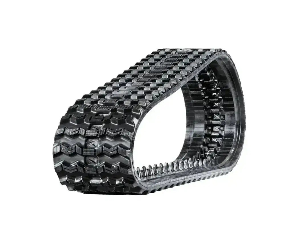 Black rubber track for Kubota SVL90-2 with robust tread pattern and internal guide lugs