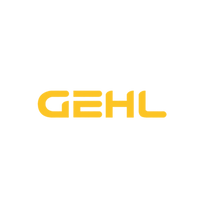 A yellow and gray ’GEHL’ logo.